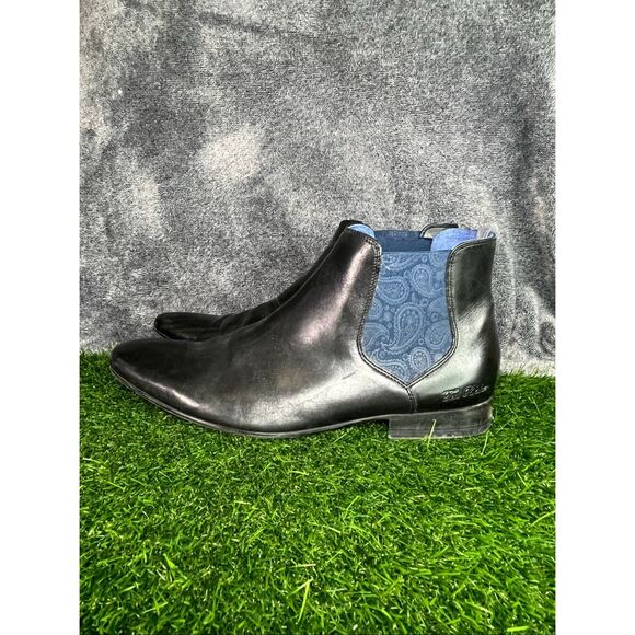 Ted Baker London Black Leather Chelsea Boots Men’s US 11 EU 44 Slip-On Dress Ank